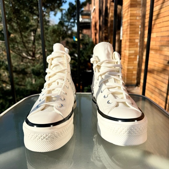 New Converse Chuck 70 Plus High Gems Pearl Platform Sneaker White Womens 8.5 - Picture 5 of 9